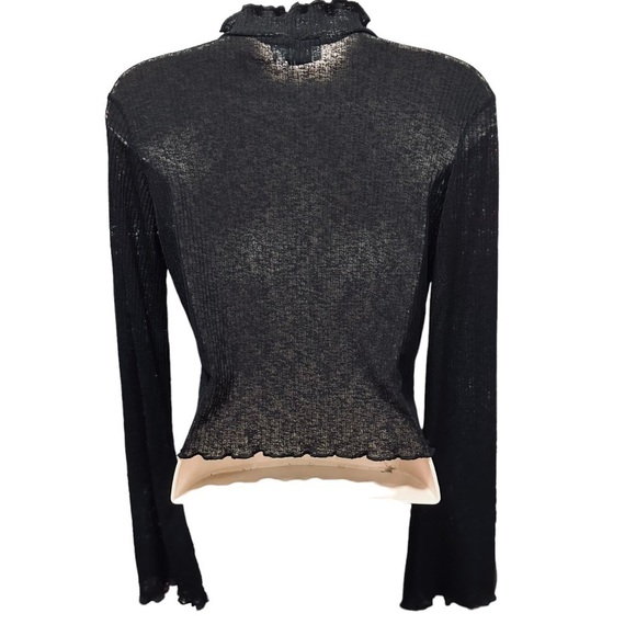 TWIIN frill mesh top flare sleeve sheer crop Princess Polly Medium - Picture 4 of 5